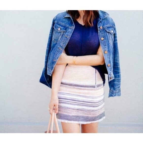 Ann Taylor Loft Womens Skirt Size 4 Tweed Fringe - Picture 2 of 12